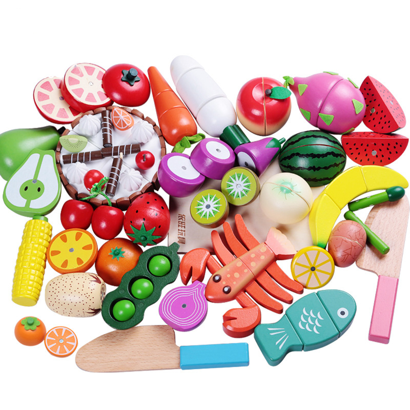Kids Toys Kitchen Set - 1PCS 나무 장난감 자기 절단 과일