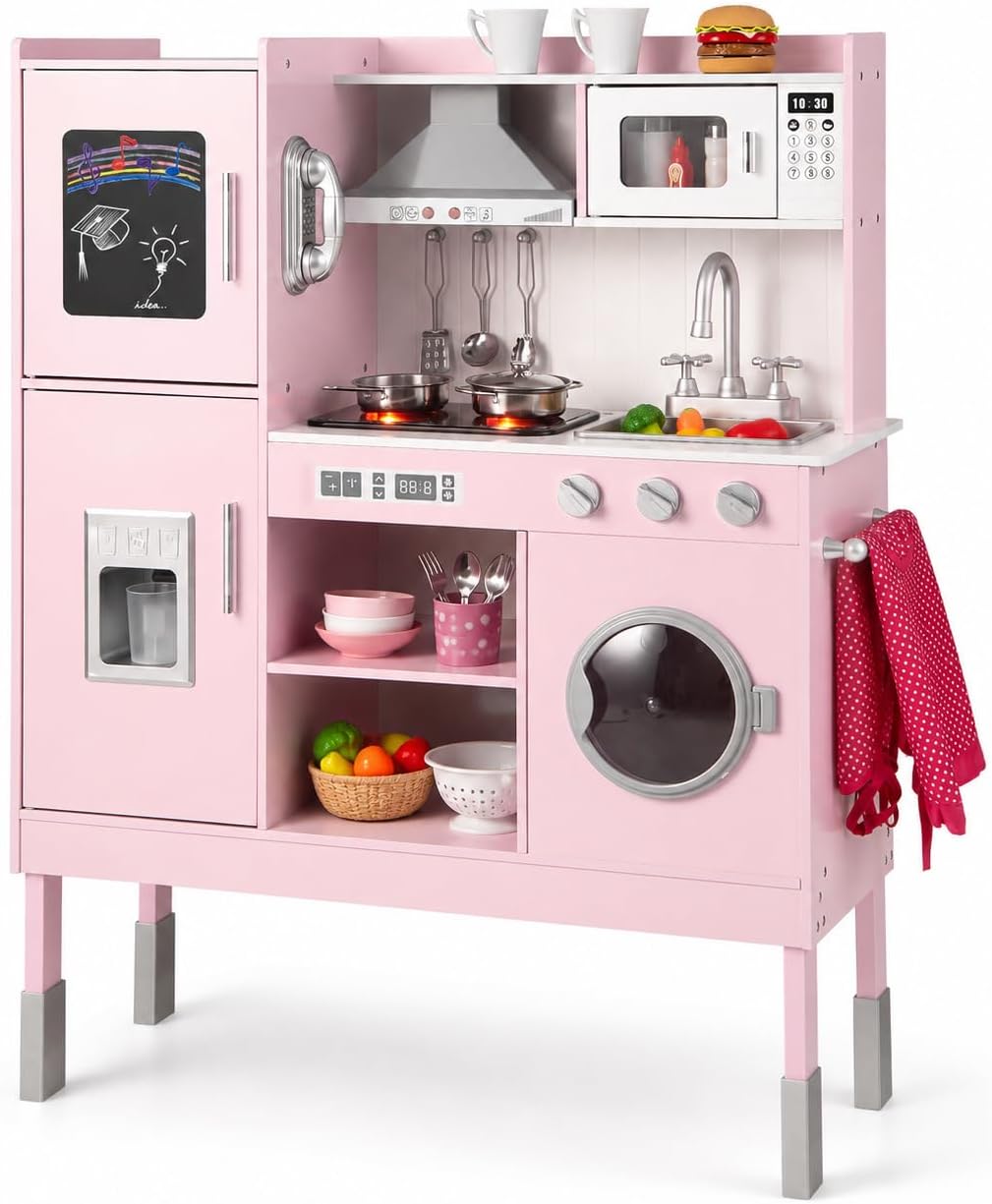 유아용 나무 주방 놀이 세트, 전자레인지, 조리 도구, - Kids Toys Kitchen Set 리뷰 및 가격