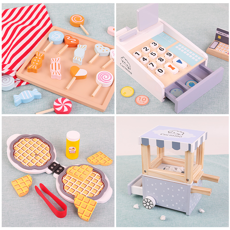나무로 만든 어린이 계산대 놀이 세트, 동전과 카드 리 - Toy Cash Register 리뷰 및 가격