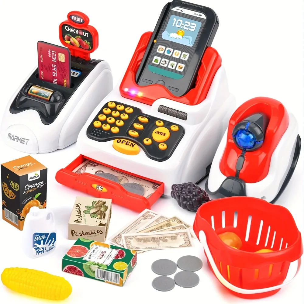 체크 아웃 스캐너 과일 카드 리더 신용 카드 기계 놀이 - Toy Cash Register 리뷰 및 가격
