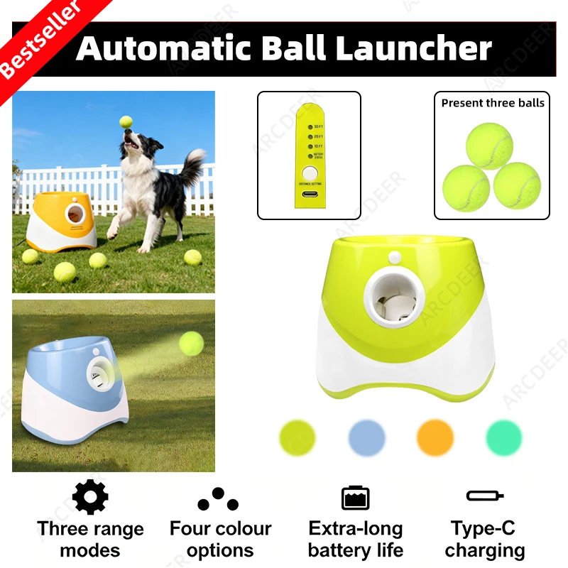 충전식 자동 공 발사기-3단계 거리 설정, 야외 테니스 - Catapult Launcher Toy 리뷰 및 가격